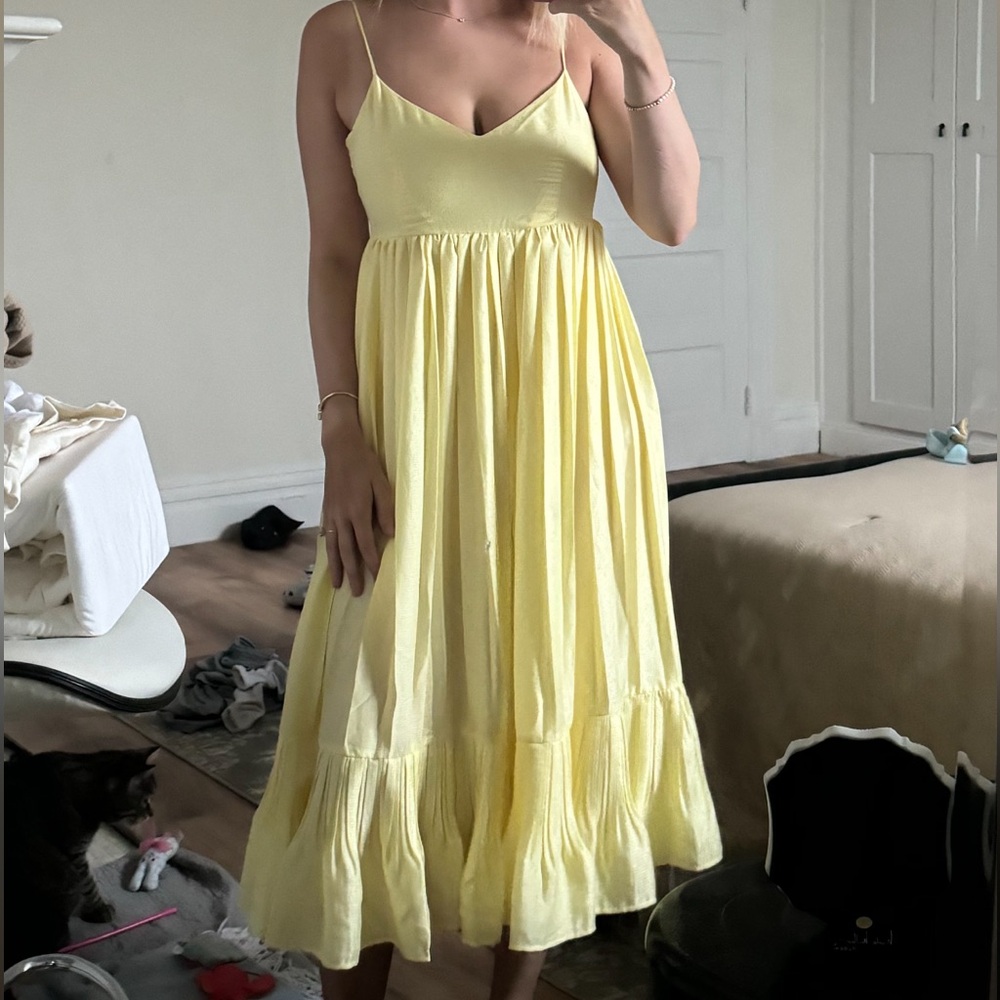 Yellow Flowy Midi Dress